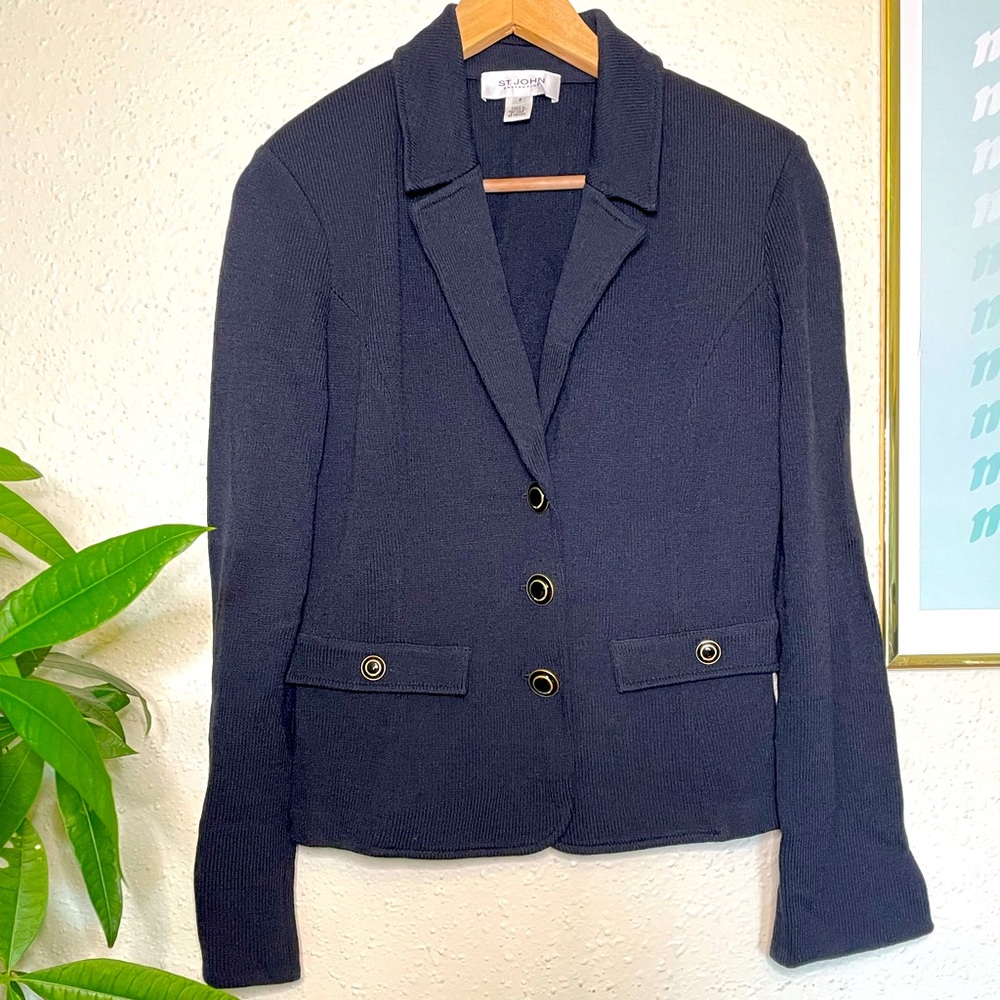 St.John navy blue/black blazer size 8